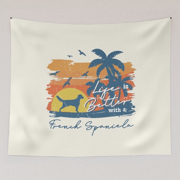 Item preview, Life is Better With French Spaniela Beach Sunset Retro Vintage designed and sold by rafaeltto.