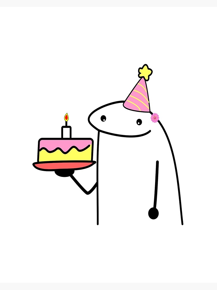 Flork cake Happy birthday meme Mounted Print for Sale by