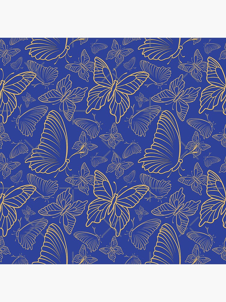 " BUTTERFLY GOLD COBALT BLUE" Sticker for Sale by ArtPraveenRai