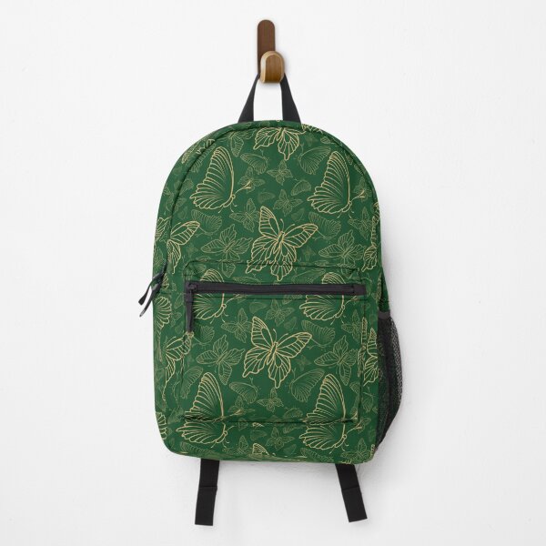 Item preview, Elegant Golden Butterfly Line Art - Deep Emerald Green Floral Pattern designed and sold by Art-PraveenRai.