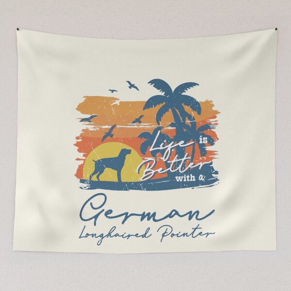 Item preview, Life is Better With German Longhaired Pointer Beach Sunset Retro Vintage designed and sold by rafaeltto.