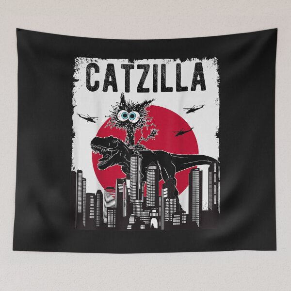 Item preview, Catzilla funny retro cat kitten riding T-Rex lovers clothing T-Shirt designed and sold by Francois-Lemann.