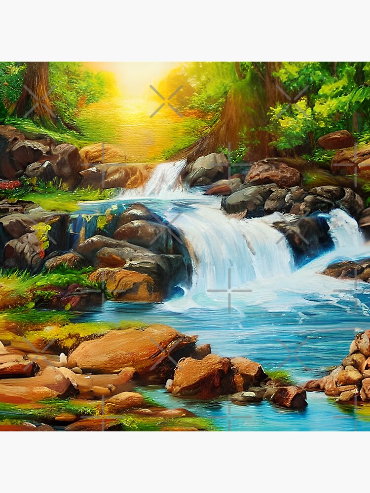 beautiful waterfall painting