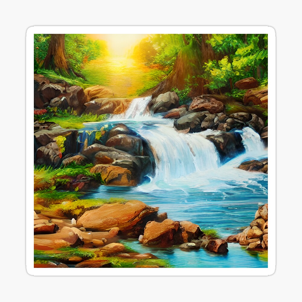 Beautiful Waterfall Painting