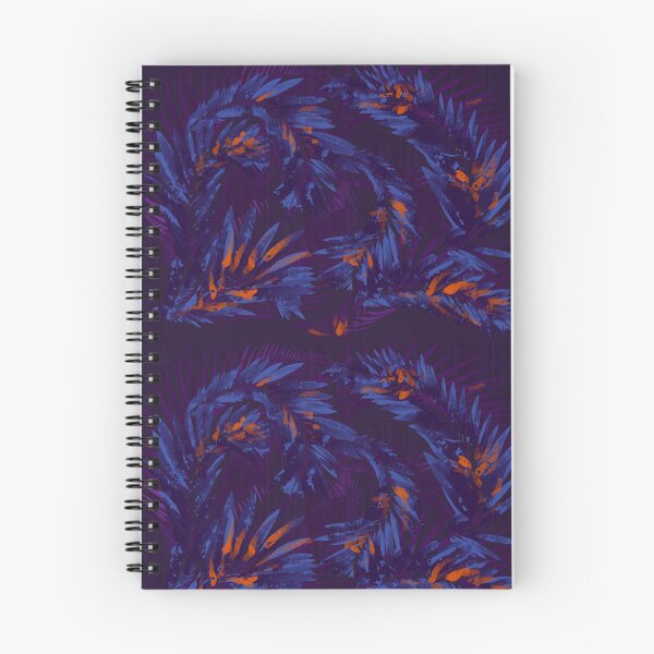 Item preview, Tropical deep purple print jungle leaves designed and sold by Tateillustrate.
