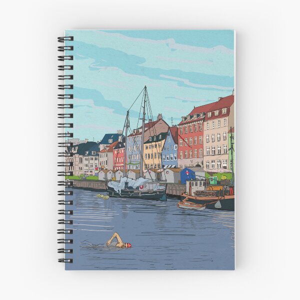 Item preview, Nyhavn Copenhagen Denmark Illustration designed and sold by Wall-Art-Sketch.
