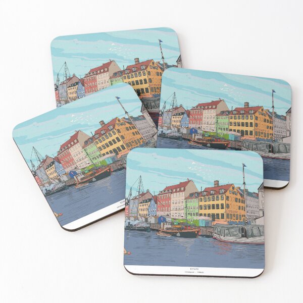 Item preview, Nyhavn Copenhague Dinamarca Ilustración designed and sold by Wall-Art-Sketch.