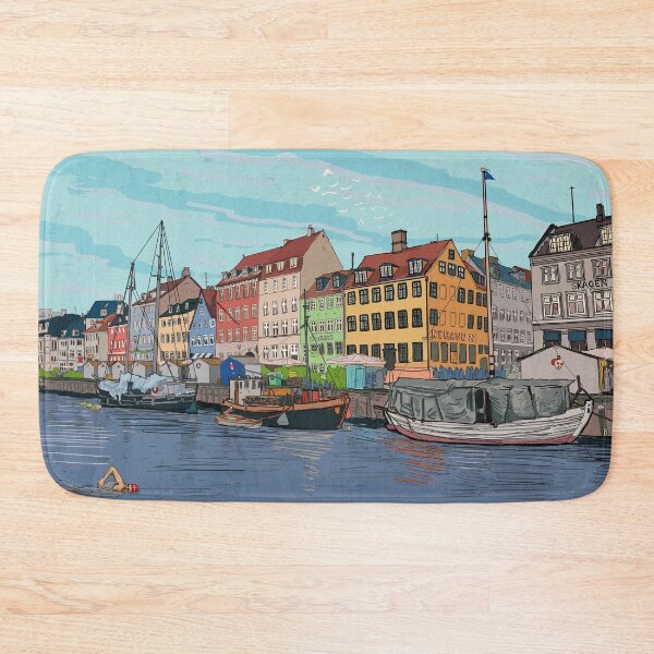 Aperçu de l'œuvre Nyhavn Copenhague Danemark Illustration créée et vendue par Wall-Art-Sketch.