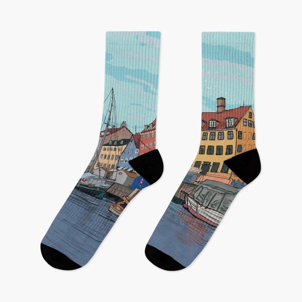 Item preview, Nyhavn Copenhague Dinamarca Ilustración designed and sold by Wall-Art-Sketch.