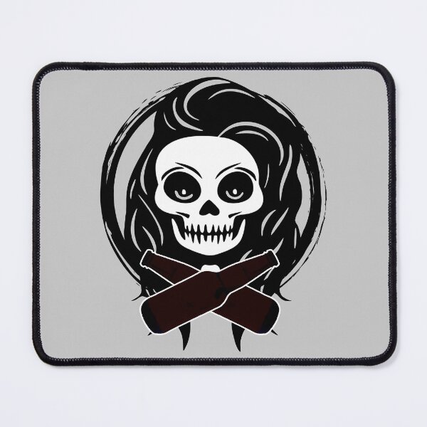 Item preview, Bartender Female Skull and Crossed Beer Bottles Black Logo designed and sold by Nuletto.