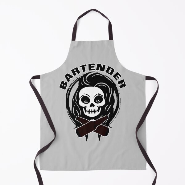 Item preview, Bartender Female Skull and Crossed Beer Bottles Black Logo designed and sold by Nuletto.