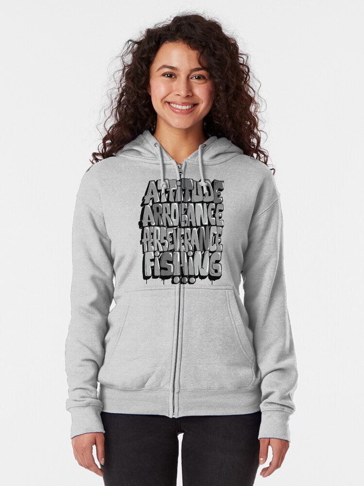 Download "FISHING ATTITUDE" Zipped Hoodie by MISTERPOLLO | Redbubble