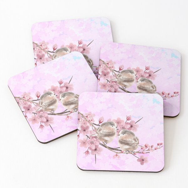 Item preview, Beautiful Pink Cherry Blossom Aesthetic With Cute Little Birds designed and sold by Flowerartlovers.