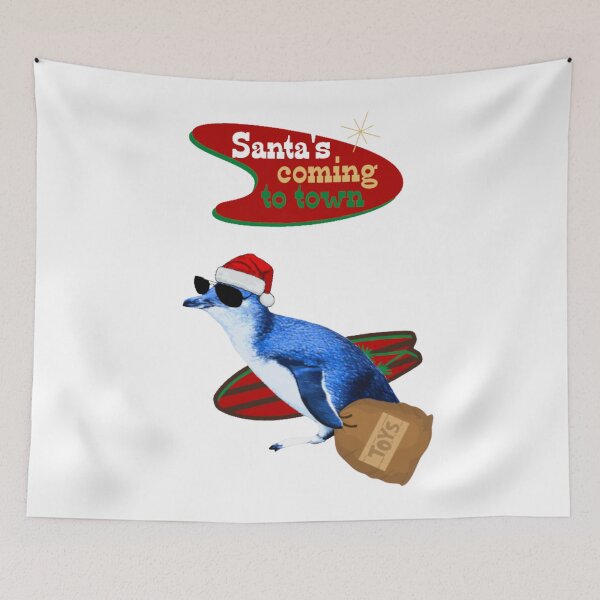 Item preview, Papá Noel viene pequeño pingüino azul surfista designed and sold by SBPenguins.