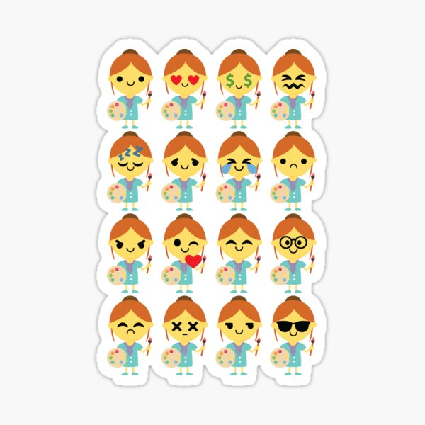 Artist Girl Emoji Sticker By Hippoemo Redbubble