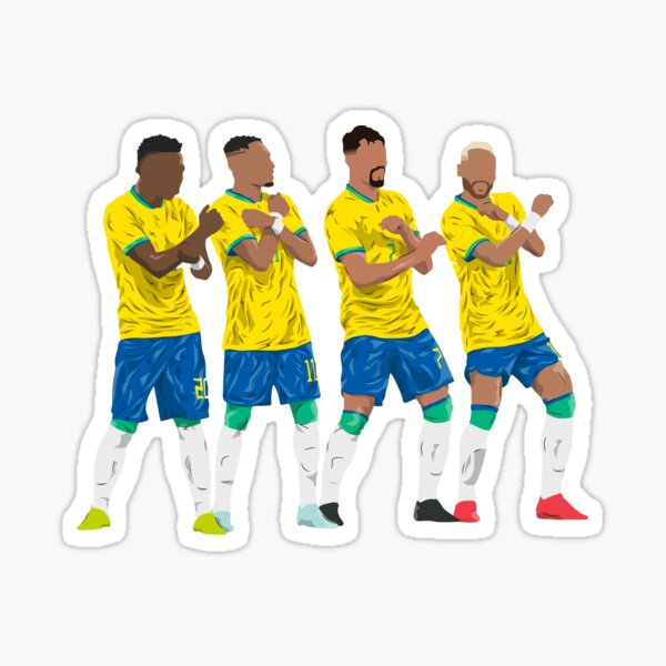 Neymar Vini Jr Raphinha Raqueta Brazil World Cup Illustration Sticker