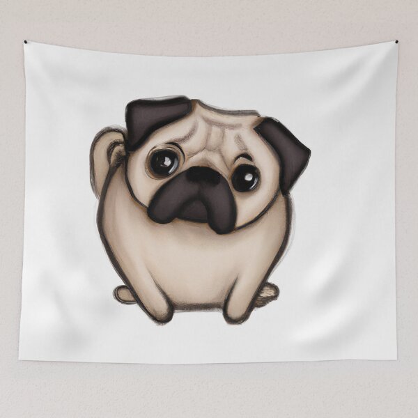 Item preview, Cute Pug Drawing designed and sold by WeHeartAnimals.