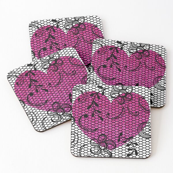 Item preview, Black Lace Overlay with  Magenta Heart !! designed and sold by SunMoonBeyond.