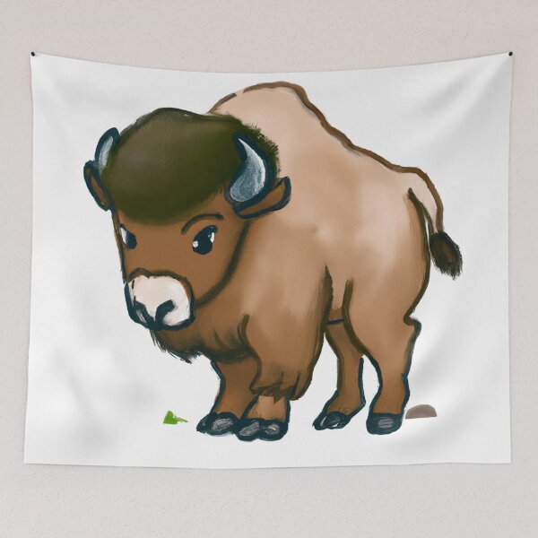 Item preview, Cute Bison Drawing designed and sold by WeHeartAnimals.