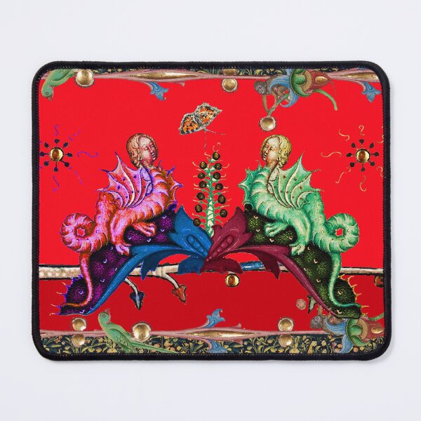 Item preview, WEIRD MEDIEVAL BESTIARY RED GREEN HYBRID DRAGONS IN ROYAL RED designed and sold by BulganLumini.