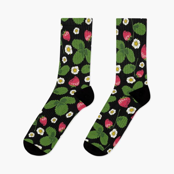 Item preview, Strawberry pattern with black background designed and sold by floralfan.
