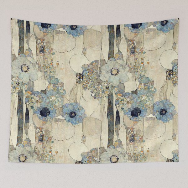 Aperçu de l'œuvre Blue Hue Florals créée et vendue par BellasArtStudio.