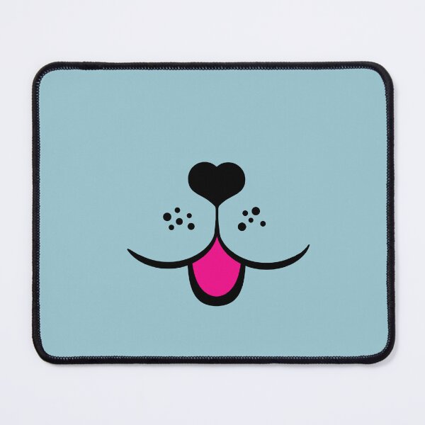Item preview, cute dog face mask with heart dog nose tongue pink light blue - animal face designed and sold by MadandMean.