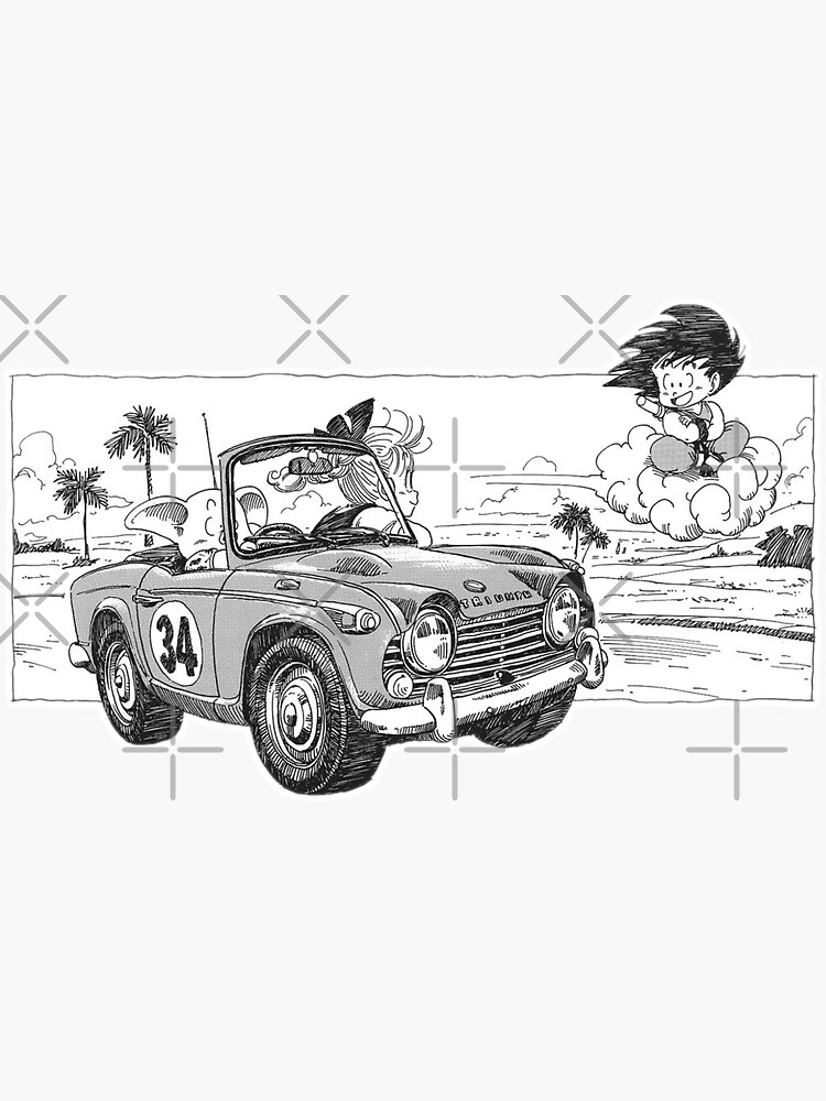 "Sticker Anime 002 Dragon Car Black And White" Sticker for Sale by