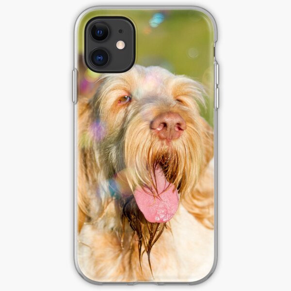Soap Film - Orange and White Italian Spinone Dog Head Shot with Bubbles iPhone Soft Case