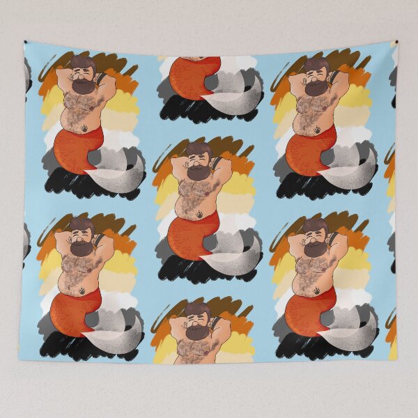Item preview, Illustration of gay bear merman with gay bear flag colors on the back designed and sold by ItalianCub.