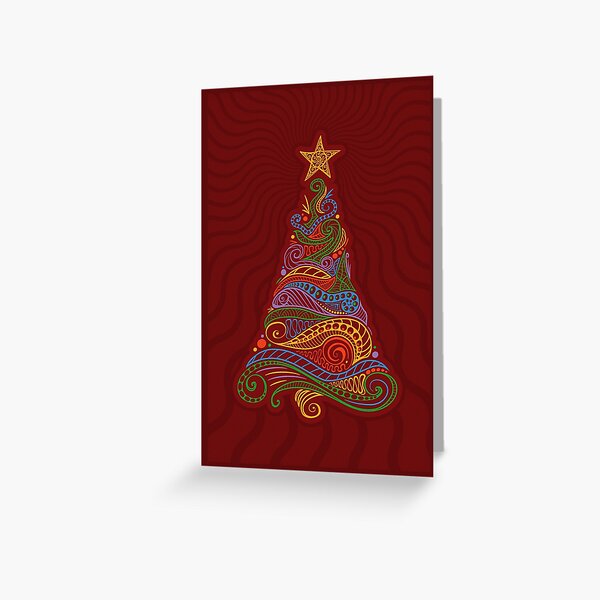 Item preview, Psychedelic Christmas Tree - Red background designed and sold by sunsetgraphics.