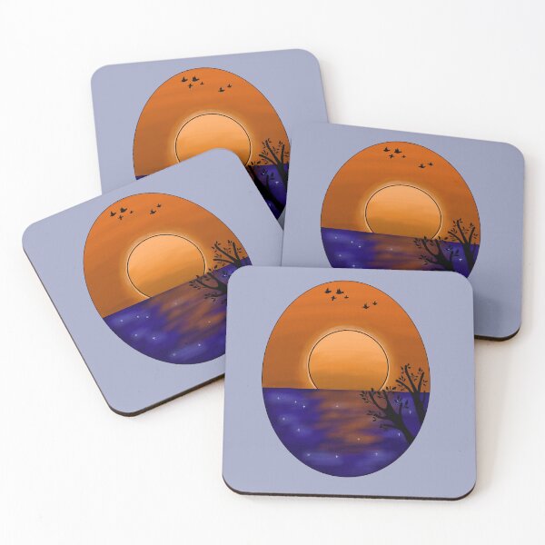 Item preview, Sunset sea and Bright orange sky designed and sold by Moonlight Rabbit.