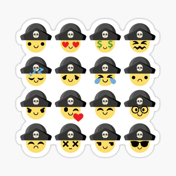 Pirate Emoji Stickers 1 Round | 500 Count