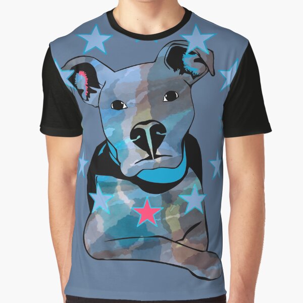 HUND KUNST ABSTRAKT GRAUBLAU Grafik T-Shirt