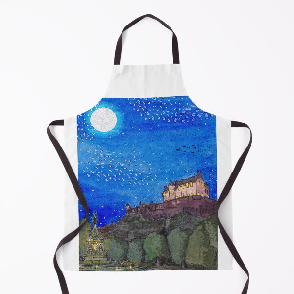 Item preview, Edinburgh Castle By Night Retro Inspired Style Illustration designed and sold by Wall-Art-Sketch.