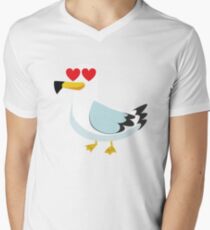 Seemöwe Emoji T-Shirt mit V-Ausschnitt für Männer