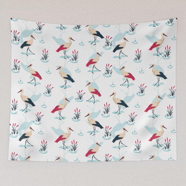 Item preview, Serene Stork Sanctuary - Elegant Pond Scene designed and sold by FlinArt.