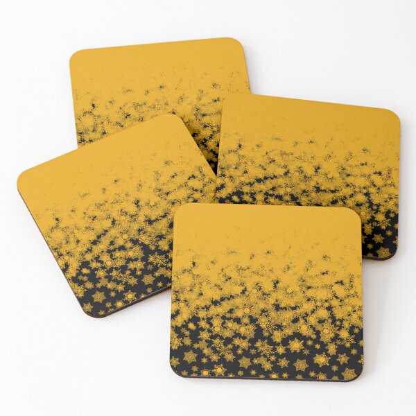 Item preview, Blizzard - Yellow snowflakes on a black background designed and sold by illustratious.