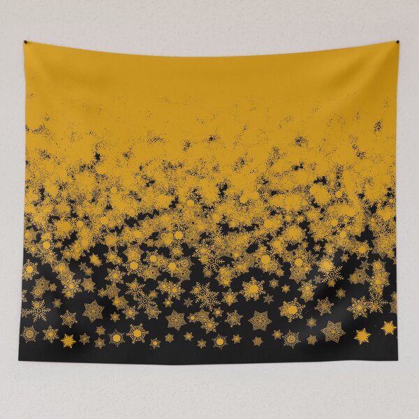 Item preview, Blizzard - Yellow snowflakes on a black background designed and sold by illustratious.