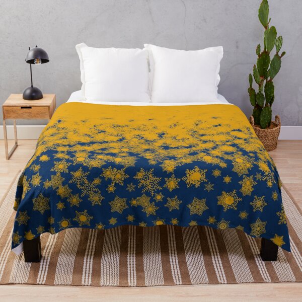 Item preview, Blizzard - Yellow snowflakes on a blue background designed and sold by illustratious.