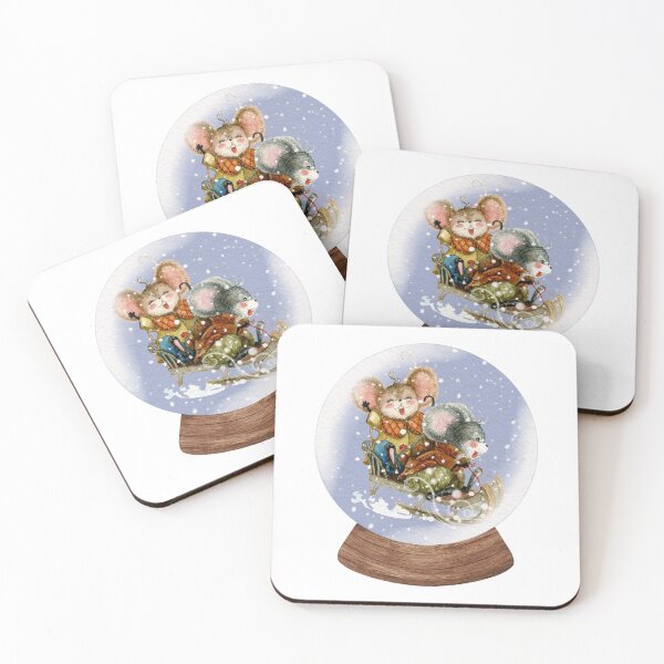 Item preview, Winter Snow Globe Adorable and Cute Mice Have Fun on the Sleigh while waiting for Christmas designed and sold by TasimaDesign.
