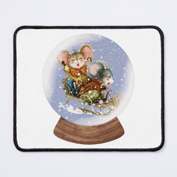 Item preview, Winter Snow Globe Adorable and Cute Mice Have Fun on the Sleigh while waiting for Christmas designed and sold by TasimaDesign.