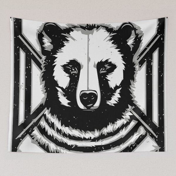 Aperçu de l'œuvre Bear logo, geometric, vector, symmetrical, minimalism créée et vendue par DrawItOnce.