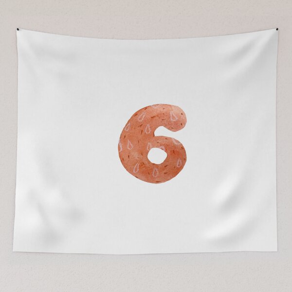 Item preview, Number six textured red a watercolor sketch  designed and sold by Yana Mustafina | Boho Soulful Designs.
