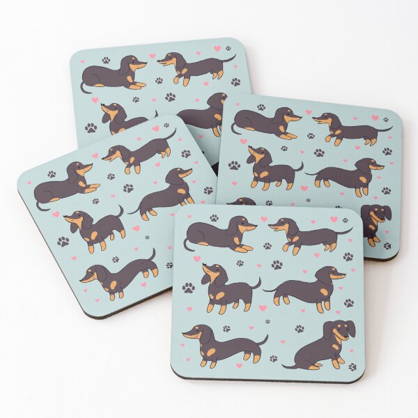 Item preview, Dachshund sticker pack - a cute cartoon dachshund dog illustration pattern for dachshund owners designed and sold by Yarafantasyart.