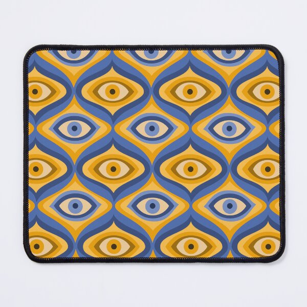 Item preview, Evil eye pattern indigo blue honeycomb yellow designed and sold by Boriana Giormova.