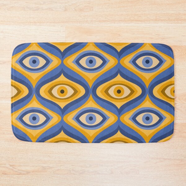 Item preview, Evil eye pattern indigo blue honeycomb yellow designed and sold by Boriana Giormova.