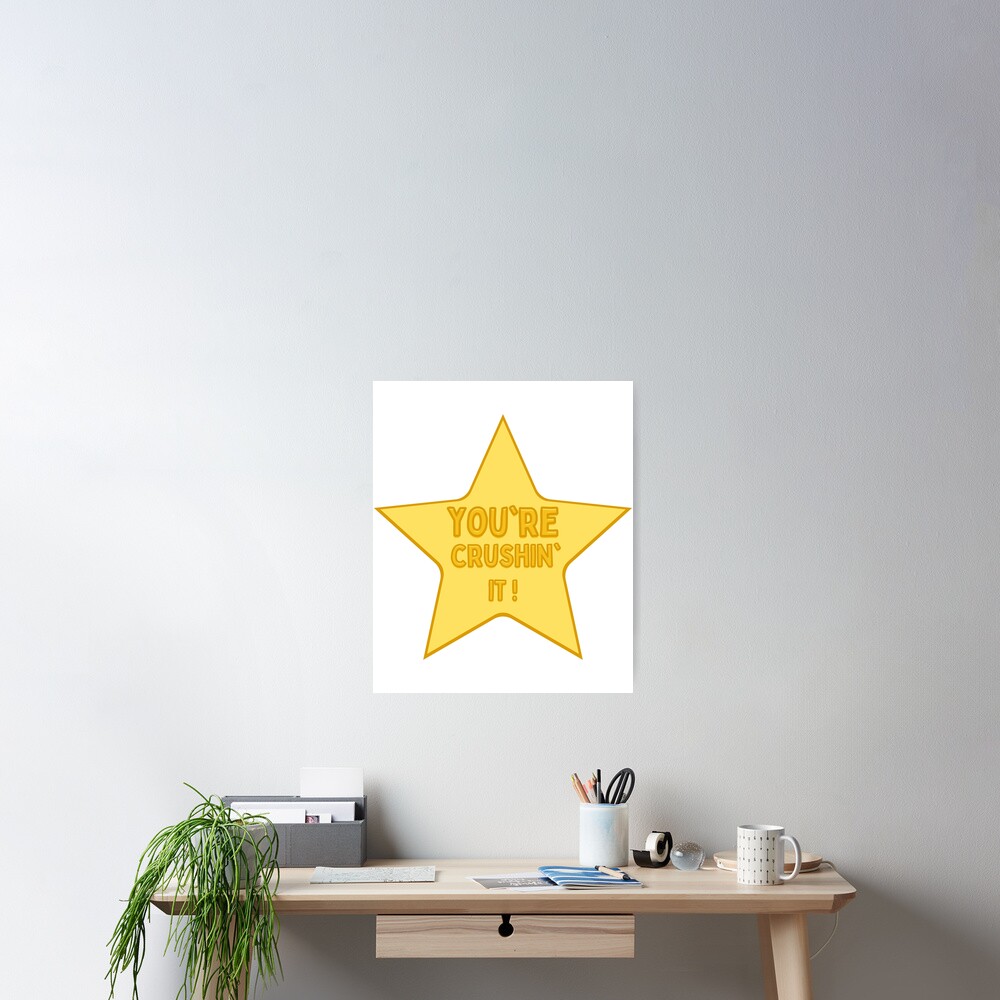 "You're Crushin It! Award golden star award sticker funny motivational