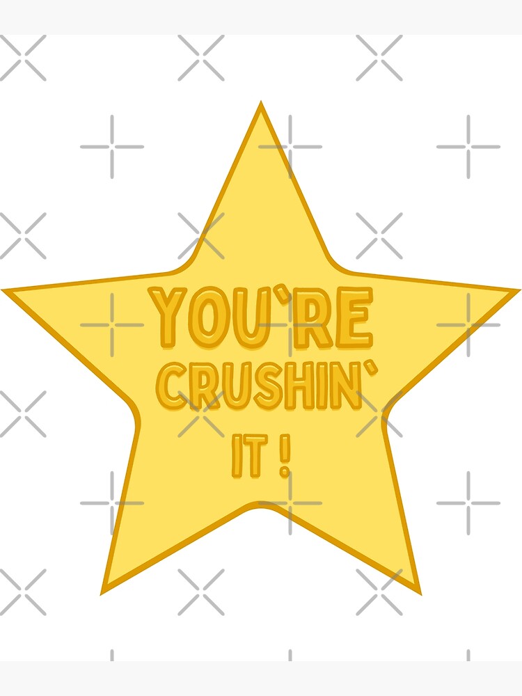 "You're Crushin It! Award golden star award sticker funny motivational youre crushing it quote
