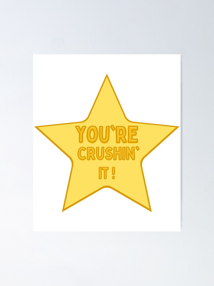"You're Crushin It! Award golden star award sticker funny motivational